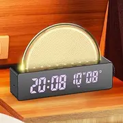 Sunrise Alarm Clock, Wake Up Light Dawn Simulator,Colored Sunrise and Sunset Simulation,Temperature/Calendar Display Wake Up Light,Bedside Lamp Color Night Light with USB Charger,