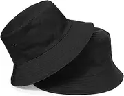 [hapurs] Bucket Hat Unisex Big Reversible Cotton Fisherman Sun Cap Double Sided Hat for Holidays Fishing Hiking