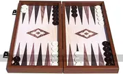 Manopoulos Compact Oak and Walnut 15-inch Backgammon Set