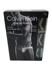 Calvin Klein Intense Power Men Cotton Stretch Hip Brief 3 Pack, Blk/Gray, S