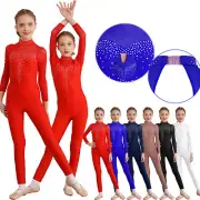 Girls Skating Jumpsuit Unitard Gymnastic Leotard Ballet Dance Costumes Biketard