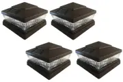 4 Pack 5x5 Brown Color Plastic Outdoor 5 LED 78Lumens Solar Post Cap Light