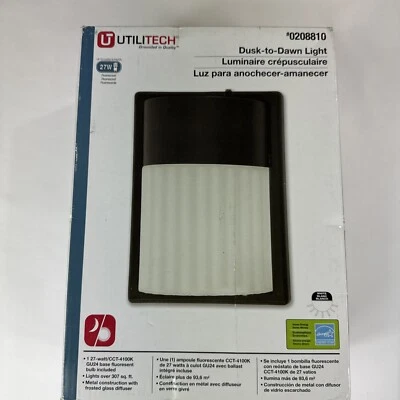 Unilitech Fluorescent Dusk to Dawn Light Outdoor 27Watts 0208810 Frosted Glass