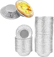 100pcs Disposable Aluminum Tools Foil Tart Pan Mini Pot Pie Tart Bake Tray Pan Round Round Tart Egg Tart Molds Mould
