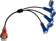 Adapter Splitter Extension Lead 20A 5 Pin Plug to 3 x CEEform 3 Pin 16A Single Phase Socket, Heavy Duty