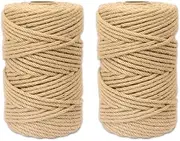 2mm Jute Twine String, 2PCS 100m Jute String, 3 Ply Braided Jute Twine Garden Twine String for Garden Floristry DIY Arts Bundling Crafts