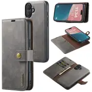 DG.Ming iPhone 16 Detachable Classic Folio Wallet Case Cover Apple [Grey]