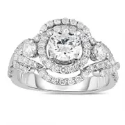 1.5 CT. T.W. Natural Diamond Frame Engagement Ring in Solid 14K White Gold
