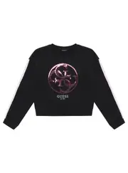 GUESS Girl's Black Long Sleeve Active Top (7–16) Size: 10, Cotton