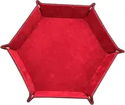 TOYANDONA Dice Storage Box Hexagon Collapsible Tray for Dice Leather Dice Tray Storage Compartment