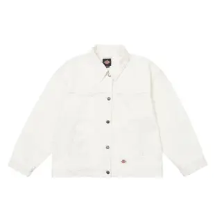 【Dickies】女款白色丹寧純棉多口袋設計寬鬆外套｜DK013062WHX