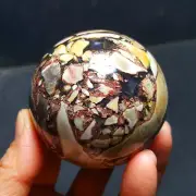 310.9G Natural colorful Volcanic Rock agate Sphere Quartz Crystal Ball 5323+