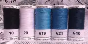 1 black 1 white 3 aqua GUTERMANN 100% polyester sew-all thread 274 yard spools