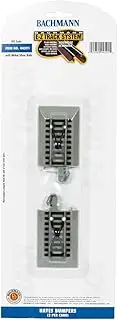 Bachmann Trains - Snap-Fit E-Z Track Hayes Bumpers (2/Card) - Nickel Silver Rail with Gray Roadbed - HO Scale