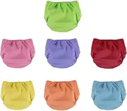 7Pcs Baby Nappies Baby Diapers Newborn Reusable Cloth Nappy Diapers Washable Nappy Cloth Diaper Cover Baby Adjustable Nappies Infant Knitted Mesh Fabric Training Pant for Most Babies and Toddlers su