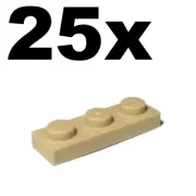 NEW LEGO - PLATES - 1 x 3 - Tan plate x 25 - 1x3