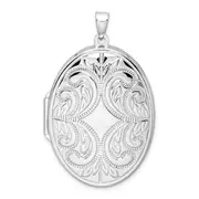 Sterling Silver Rhodium-Plated Oval Scroll Locket