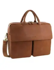 Pierre Cardin Men's Leather Classic Messenger/Computer Bag in Cognac