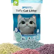 BPS Clumping Cat Litter Tofu Cat Litter Dustless Easy to Agglomerate Controls Odors Releases in the Toilet (1Pcs, Baby Powder) BPS-15456