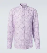[Brunello Cucinelli] Brunello Cucinelli Printed linen shirt UK 16 purple