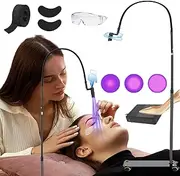 Uv Light UV Lash Light for Eyelash Extensions 5W Curing UV Eyelash Lamp with Foot Pedal, Adjustable Spot Size, Flexible Gooseneck UV Floor Lamp for Lash Artists, Nail Tech,Eye Patch+ Goggles, Pulley