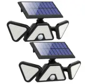 3 Head Flood Light with Motion Sensor 270 Degrees 2-Pack Solar LED Security