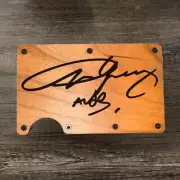 Wood Wallet Minimalist Laser Engraved with Angus Young