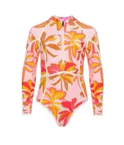 Maaji Girls' Moorea One-Piece Swimsuit (Little Big Kids), Pink Palms