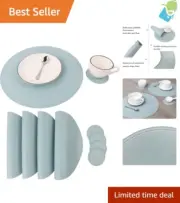 Waterproof Faux Leather Placemats & Coasters Set | Easy Clean Dining Mats