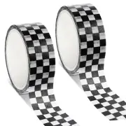 2 Rolls Checkered Flag Tape, Black White Washi Tape Checkerboard Grid Pattern Ch