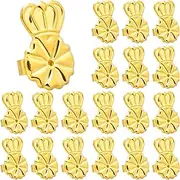 HINZIC 10 Pairs Gold Earring Lifters Backs Hypoallergenic 18K Golden Plated Droopy Earring Backings Adjustable Secure Heavy Earring Backs for Studs Women Teen Girls