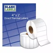 16 Rolls of 4" x 1" Labels 1375 Direct Thermal for Zebra or Eltron Printers USA!