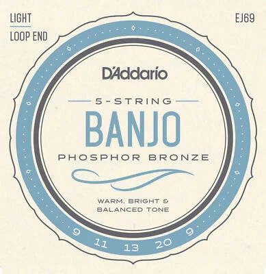 D'Addario EJ69 5-String Banjo Phosphor Bronze Light Gauge 9-20