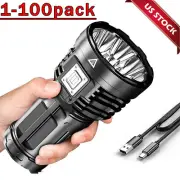 Super Bright 12000000LM 8 LED Flashlight USB Rechargeable Tactical lights LOT