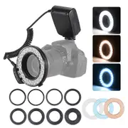 HD-130 Macro LED Ring Flash Light LCD Display 3000-15000K GN15 Power Control with 3 Flash Diffusers