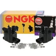 NGK 2 DIS Ignition Coils & 4 Ruthenium HX Spark Plugs Kit For Camry RAV4 Solara (for: Toyota)