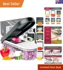 Vegetable Chopper, 6-in-1 Mini Chopper, Mandolin Slicer with Finger Guard, Cl...