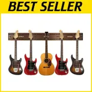 5-Hanger Adjustable Guitar Wall Rack - Strong Aluminum and Elegant Walnut Finish