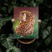 Leopard Animal Acrylic Painting On Canvas 20 x 16 inches Original Hand-Painted