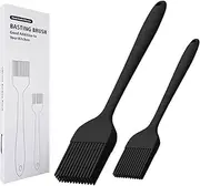 Silicone Basting Brush 2 Pcs Pastry Brush for Oil, BBQ, Grill, Sauce Baking Cooking, Dishwasher Safe (Black)