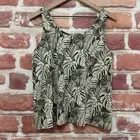 Pact Top Womens Medium Green Organic Cotton Blend Stretchy Grape Leaf Tank Shirt