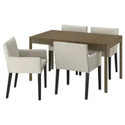 TONSTAD table and 4 chairs, brown oak effect/Gunnared beige black, 140/196x85 cm