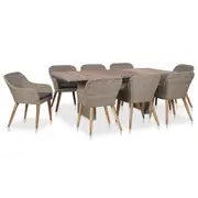 9 Piece Deluxe Outdoor Dining Table & 8 Wicker Chairs