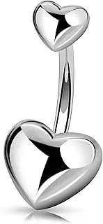 [Melighting] Titanium Belly Button Ring Heart Belly Rings Belly Button Piercing Jewellery Internally Threaded Navel Barbell for Women