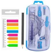 Student Math Geometry Kit Compass and Protractor Set in Carry Case, Blue