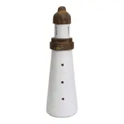 Timber 28cm Hamptons Light House Sculpture Figure Home Room Tabletop Decor White