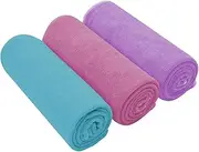 Generic Microfiber Absorbent Gym Towel Fast Drying Light Weight - 40CM x 70CM 3 Pack - Multi Purpose (Aqua+Pink+Violet)