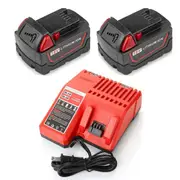 2x Replacement 3.0Ah Battery and 14V-18V Li-ion Battery Charger for Milwaukee M18 M12-18C 48-59-1812 M18B4 0880-20 2662-20 M18BBL-0 M18BX