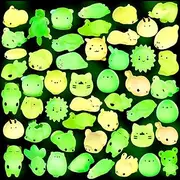 Outee Mochi Animals Stress Toys, 50 Pcs Mini Stress Relief Toys Mochi Animals Toys Kawaii Mochi Cat Glow in The Dark Random Relief Stress Toys Easter Gifts for Kids Adults