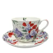 Breakfast Cup and Saucer Set Fine China NEW Gift Boxed Sweet Pea 500ml 17.5oz